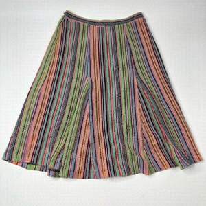 ANTHROPOLOGIE Maeve Spectral Neon Knit Swing Pink Green Stretchy Hippie Skirt
